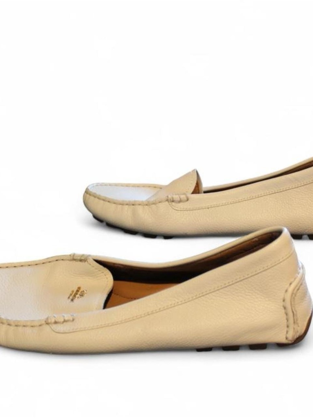 Coach White Pebbled Leather Driving Loafers - Picture 5 of 8